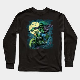 Zombie riding a motorcycle Long Sleeve T-Shirt